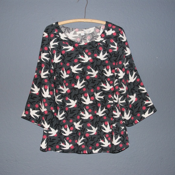 BODEN Swallow Vine Bird Print Alda Top Blouse [E6] - Picture 4 of 8